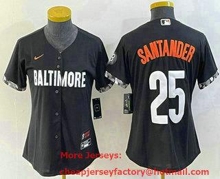 Women's Baltimore Orioles #25 Anthony Santander Black 2023 City Connect Cool Base Stitched Jersey 01