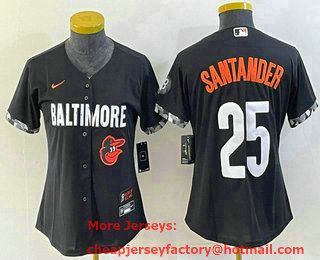 Women's Baltimore Orioles #25 Anthony Santander Black 2023 City Connect Cool Base Stitched Jersey 02