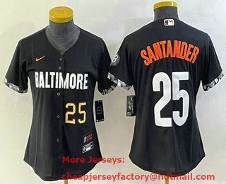 Women's Baltimore Orioles #25 Anthony Santander Number Black 2023 City Connect Cool Base Stitched Jersey 01