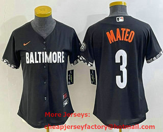 Women's Baltimore Orioles #3 Jorge Mateo Black 2023 City Connect Cool Base Stitched Jersey 02