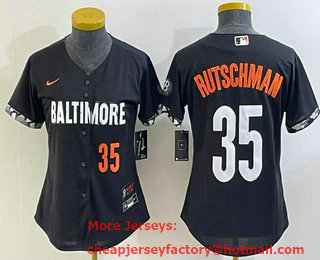 Women's Baltimore Orioles #35 Adley Rutschman Number Black 2023 City Connect Cool Base Stitched Jersey 02