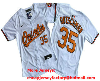 Women's Baltimore Orioles #35 Adley Rutschman White Limited Cool Base Jersey