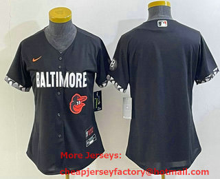 Women's Baltimore Orioles Blank Black 2023 City Connect Cool Base Stitched Jersey 01