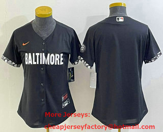 Women's Baltimore Orioles Blank Black 2023 City Connect Cool Base Stitched Jersey 02