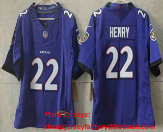 Women's Baltimore Ravens #22 Derrick Henry Limited Purple FUSE Vapor Jersey