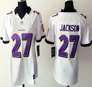 Women's Baltimore Ravens #27 Asa Jackson White Road NFL Nike Game Jersey