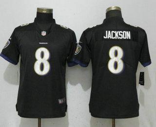 Women's Baltimore Ravens #8 Lamar Jackson Black 2018 Vapor Untouchable Stitched NFL Nike Limited Jersey