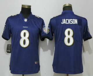 Women's Baltimore Ravens #8 Lamar Jackson Purple 2018 Vapor Untouchable Stitched NFL Nike Limited Jersey