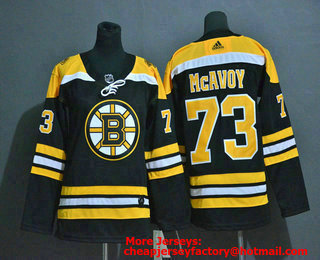 Women's Boston Bruins #73 Charlie McAvoy Black Adidas Stitched NHL Jersey