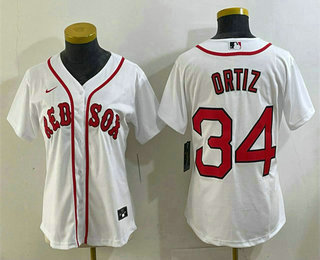Women's Boston Red Sox #34 David Ortiz White Stitched Cool Base Nike Jersey