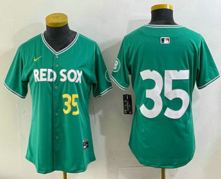 Women's Boston Red Sox #35 Garrett Crochet Green 2025 City Connect Limited Jersey