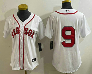 Women's Boston Red Sox #9 Ted Williams White Cool Base Stitched Jersey