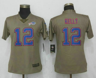 Women's Buffalo Bills #12 Jim Kelly Olive 2017 Salute To Service Stitched NFL Nike Limited Jersey