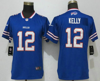 Women's Buffalo Bills #12 Jim Kelly Royal Blue 2017 Vapor Untouchable Stitched NFL Nike Limited Jersey