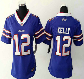 Women's Buffalo Bills #12 Jim Kelly Royal Blue Team Color NFL Nike Game Jersey