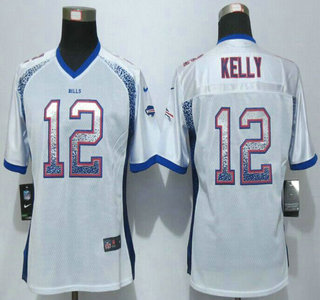 Women's Buffalo Bills #12 Jim Kelly White Drift Fashion NFL Nike Jersey