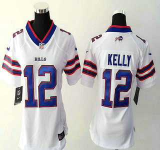 Women's Buffalo Bills #12 Jim Kelly White Road NFL Nike Game Jersey