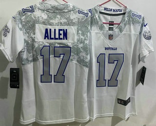 Women's Buffalo Bills #17 Josh Allen Limited White Rivalries Vapor Jersey