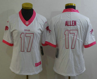 Women's Buffalo Bills #17 Josh Allen White Pink 2016 Color Rush Fashion NFL Nike Limited Jersey