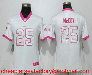 Women's Buffalo Bills #25 LeSean McCoy White Pink 2016 Color Rush Fashion NFL Nike Limited Jersey