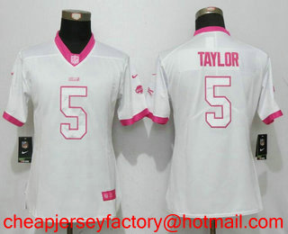 Women's Buffalo Bills #5 Tyrod Taylor White Pink 2016 Color Rush Fashion NFL Nike Limited Jersey