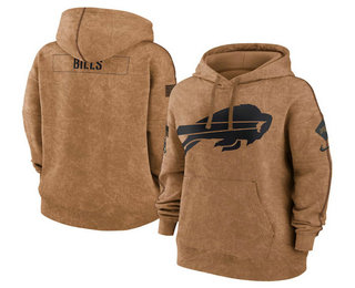 Women's Buffalo Bills 2023 Brown Salute to Service Pullover Hoodie