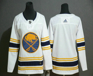 Women's Buffalo Sabres Blank White With Gold 50th Anniversary Adidas Stitched NHL Jersey