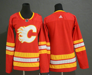 Women's Calgary Flames Blank Gaudreau Red Adidas Stitched NHL Jersey
