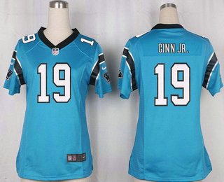 Women's Carolina Panthers #19 Ted Ginn Jr Light Blue Alternate Stitched NFL Nike Game Jersey