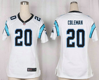 Women's Carolina Panthers #20 Kurt Coleman White Road Stitched NFL Nike Game Jersey