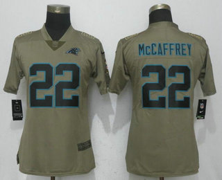 Women's Carolina Panthers #22 Christian McCaffrey Olive 2017 Salute To Service Stitched NFL Nike Limited Jersey