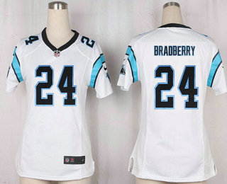 Women's Carolina Panthers #24 James Bradberry White Road Stitched NFL Nike Game Jersey
