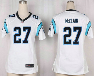 Women's Carolina Panthers #27 Robert McClain White Road Stitched NFL Nike Game Jersey