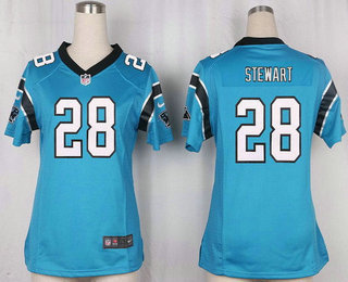 Women's Carolina Panthers #28 Jonathan Stewart Light Blue Alternate Stitched NFL Nike Game Jersey