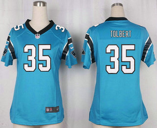 Women's Carolina Panthers #35 Mike Tolbert Light Blue Alternate Stitched NFL Nike Game Jersey