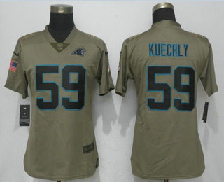 Women's Carolina Panthers #59 Luke Kuechly Olive 2017 Salute To Service Stitched NFL Nike Limited Jersey
