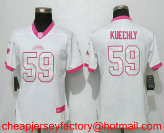 Women's Carolina Panthers #59 Luke Kuechly White Pink 2016 Color Rush Fashion NFL Nike Limited Jersey