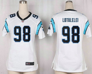 Women's Carolina Panthers #98 Star Lotulelei White Road Stitched NFL Nike Game Jersey