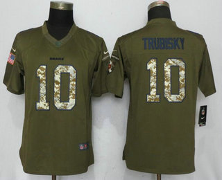 Women's Chicago Bears #10 Mitchell Trubisky Green Salute To Service Stitched NFL Nike Limited Jersey