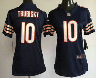 Women's Chicago Bears #10 Mitchell Trubisky Navy Blue Team Color Stitched NFL Nike Game Jersey