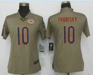 Women's Chicago Bears #10 Mitchell Trubisky Olive 2017 Salute To Service Stitched NFL Nike Limited Jersey
