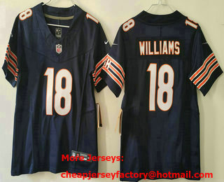 Women's Chicago Bears #18 Caleb Williams Limited Navy FUSE Vapor Jersey