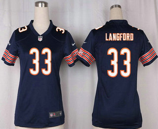 Women's Chicago Bears #33 Jeremy Langford Navy Blue Team Color Stitched NFL Nike Game Jersey