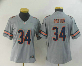Women's Chicago Bears #34 Walter Payton Grey 2019 Inverted Legend Stitched NFL Nike Limited Jersey