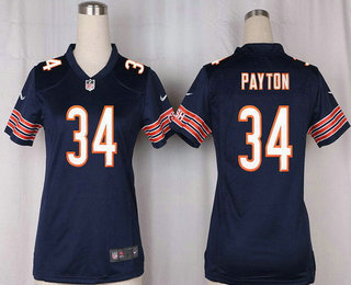 Women's Chicago Bears #34 Walter Payton Navy Blue Team Color Stitched NFL Nike Game Jersey