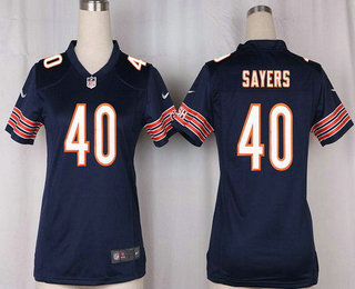 Women's Chicago Bears #40 Gale Sayers Navy Blue Team Color Stitched NFL Nike Game Jersey
