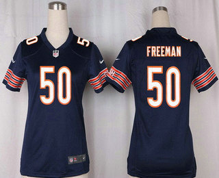 Women's Chicago Bears #50 Jerrell Freeman Navy Blue Team Color Stitched NFL Nike Game Jersey