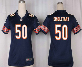 Women's Chicago Bears #50 Mike Singletary Navy Blue Team Color Stitched NFL Nike Game Jersey
