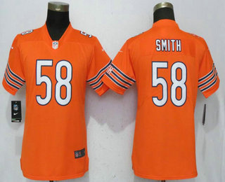 Women's Chicago Bears #58 Roquan Smith Orange 2017 Vapor Untouchable Stitched NFL Nike Limited Jersey
