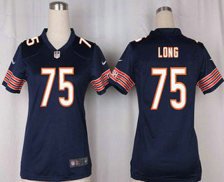 Women's Chicago Bears #75 Kyle Long Navy Blue Team Color Stitched NFL Nike Game Jersey